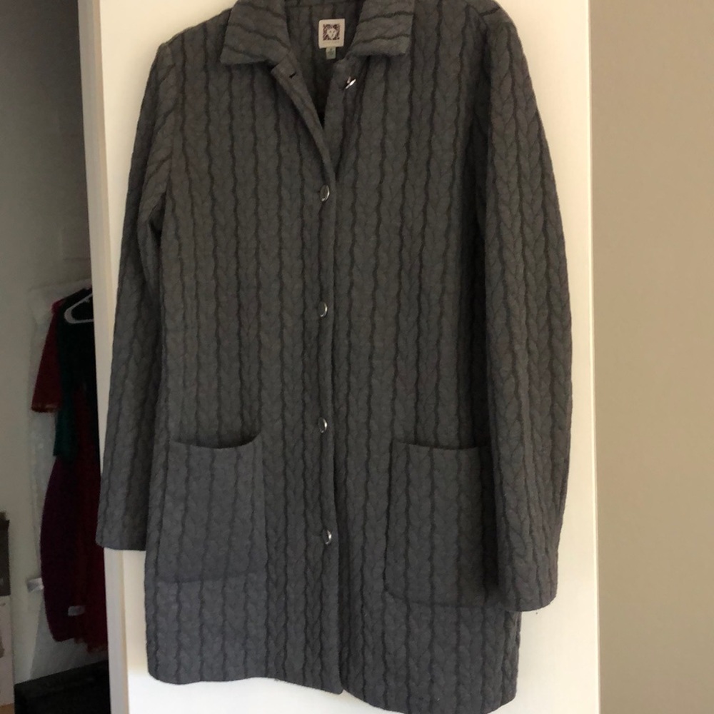 Anne Klein long quilted zipper jacket coat